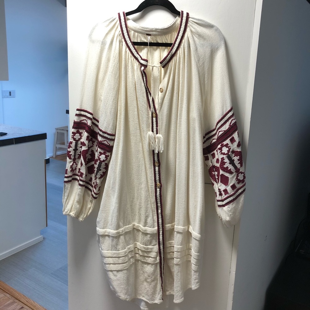 Free People Cream Embroidered Tunic Top - Picture 3 of 9